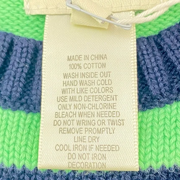 Best & Co. NWT Stripe Fly Crew Sweater Kids 6 Navy and Green - Picture 7 of 9